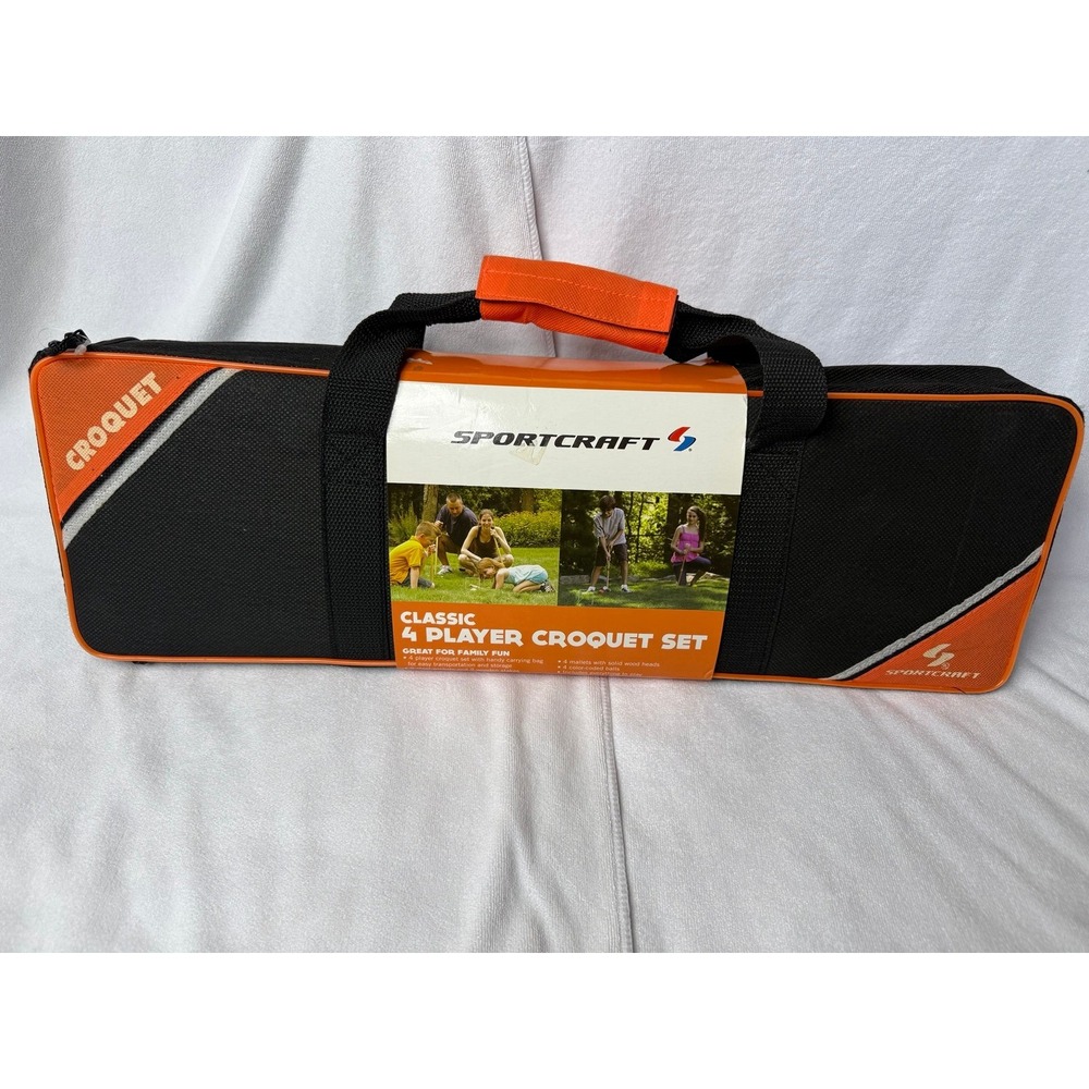Sportcraft Classic 4 Player Croquet Set New Sealed Wooden Mallets Carry Bag